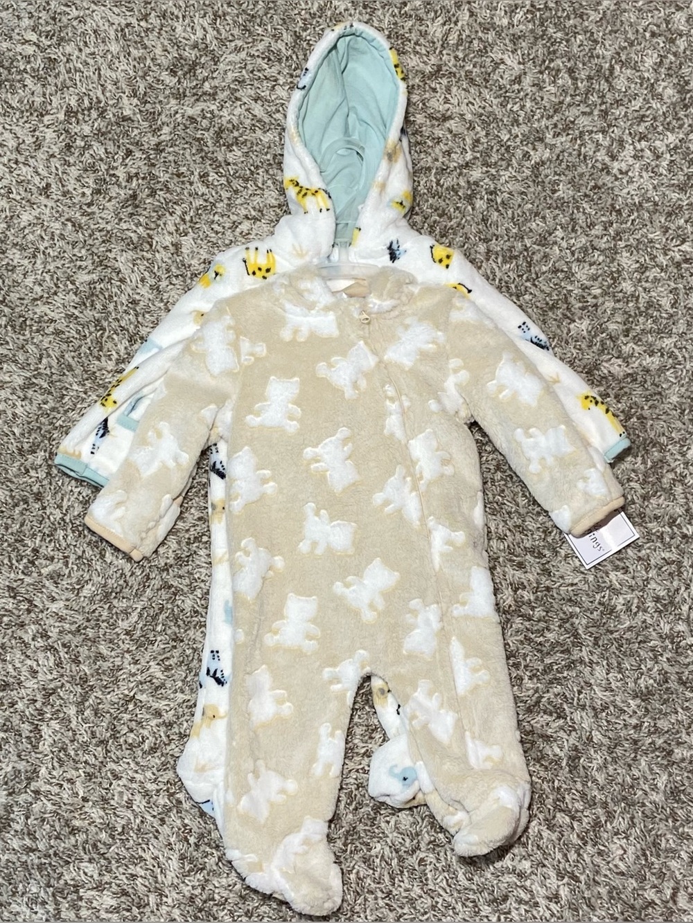 NEW LITTLE BEGINNINGS 2-Pack Pram Fleece Fluffy Zip Up Hoodie Size 3-6M